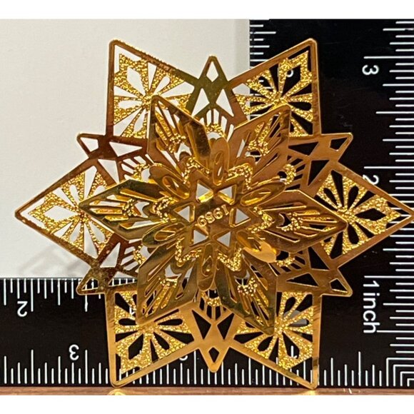 1989 HALLMARK KEEPSAKE ORNAMENT QX547-2 SPARKLING SNOWFLAKE BRASS 3D - Picture 4 of 7